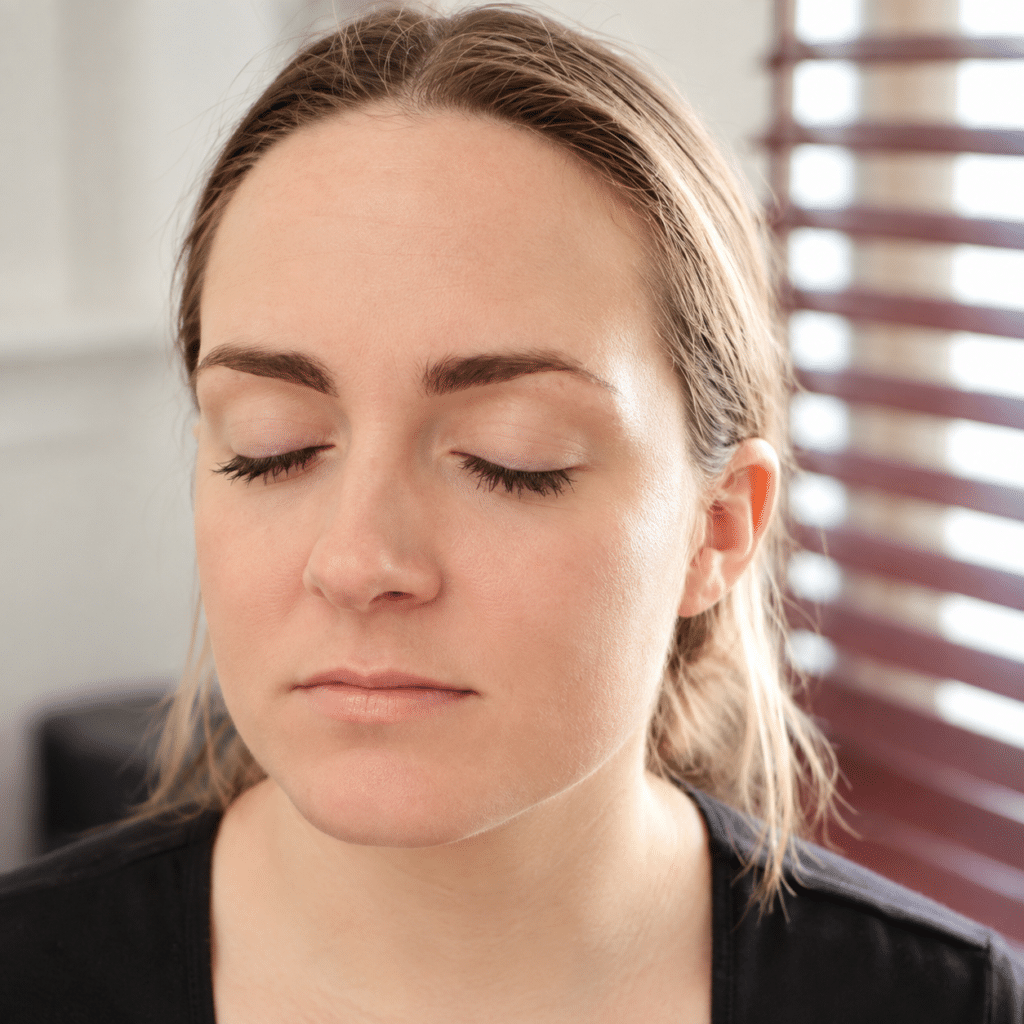 Serene Portrait by the Window Blinds